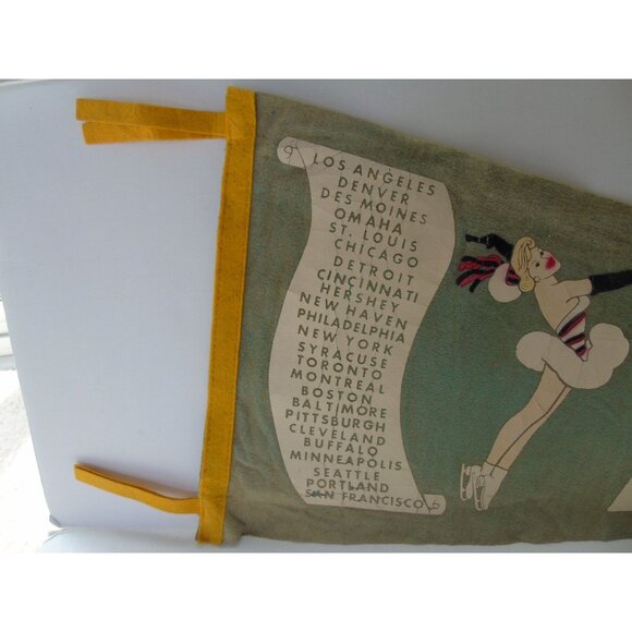 Vintage 1963 Shipstads & Johnson Ice Follies Pennant Green Felt Wall Decor - Picture 2 of 10